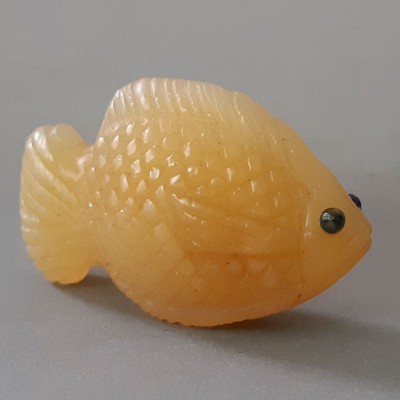 KG-076 Hand carved genuine natural Fire Opal in parrot Fish goldfish Shape Statue with 2 Genuine Blue Sapphires  in The Eyes